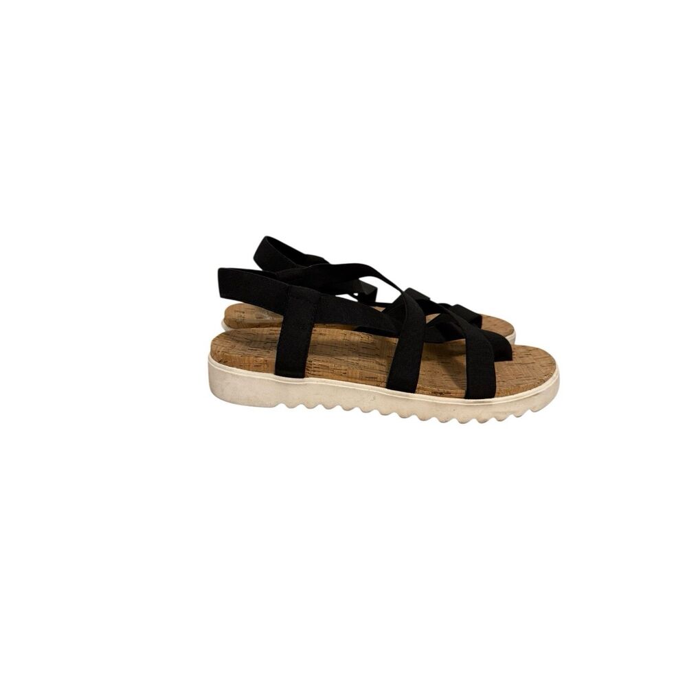 Mix No 6 Shoes Women’s Size 9 Black Cork Sandal Skyler Slip On Strappy Comfy - Picture 4 of 7